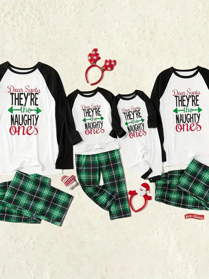 Family Christmas Pajamas set – Green Plaid Pattern 🎄 Daily Delight