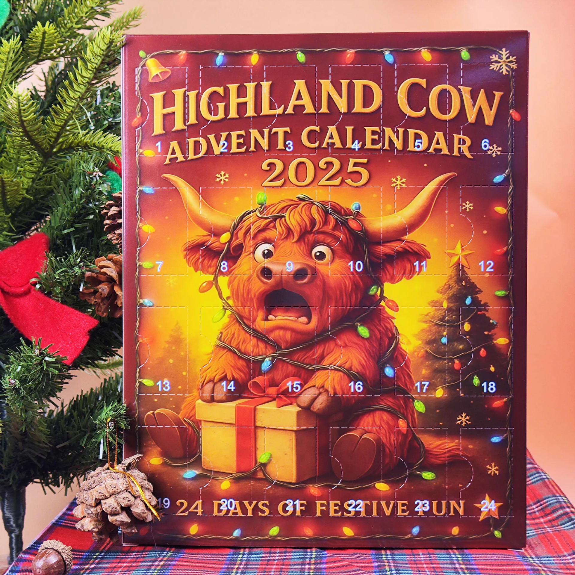 Highland Cow Advent Calendar: 24 Christmas figurines