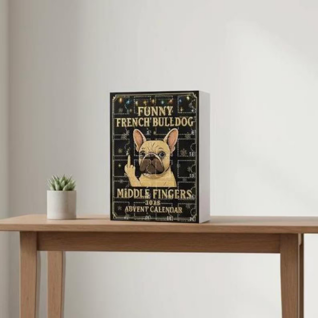 Funny French Bulldog Middle Fingers Advent Calendar: 24 Christmas Figurines of Cute Dogs