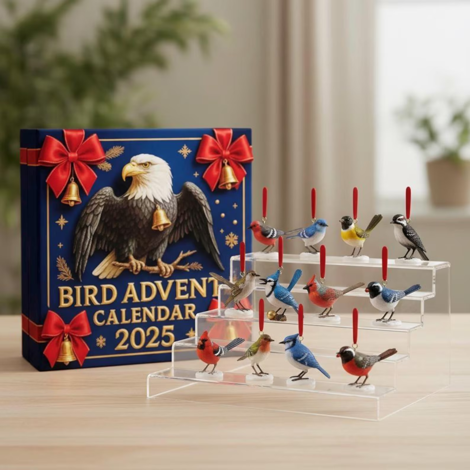 Bird Advent Calendar: 24 Christmas Figurines, Cute Bird keychain