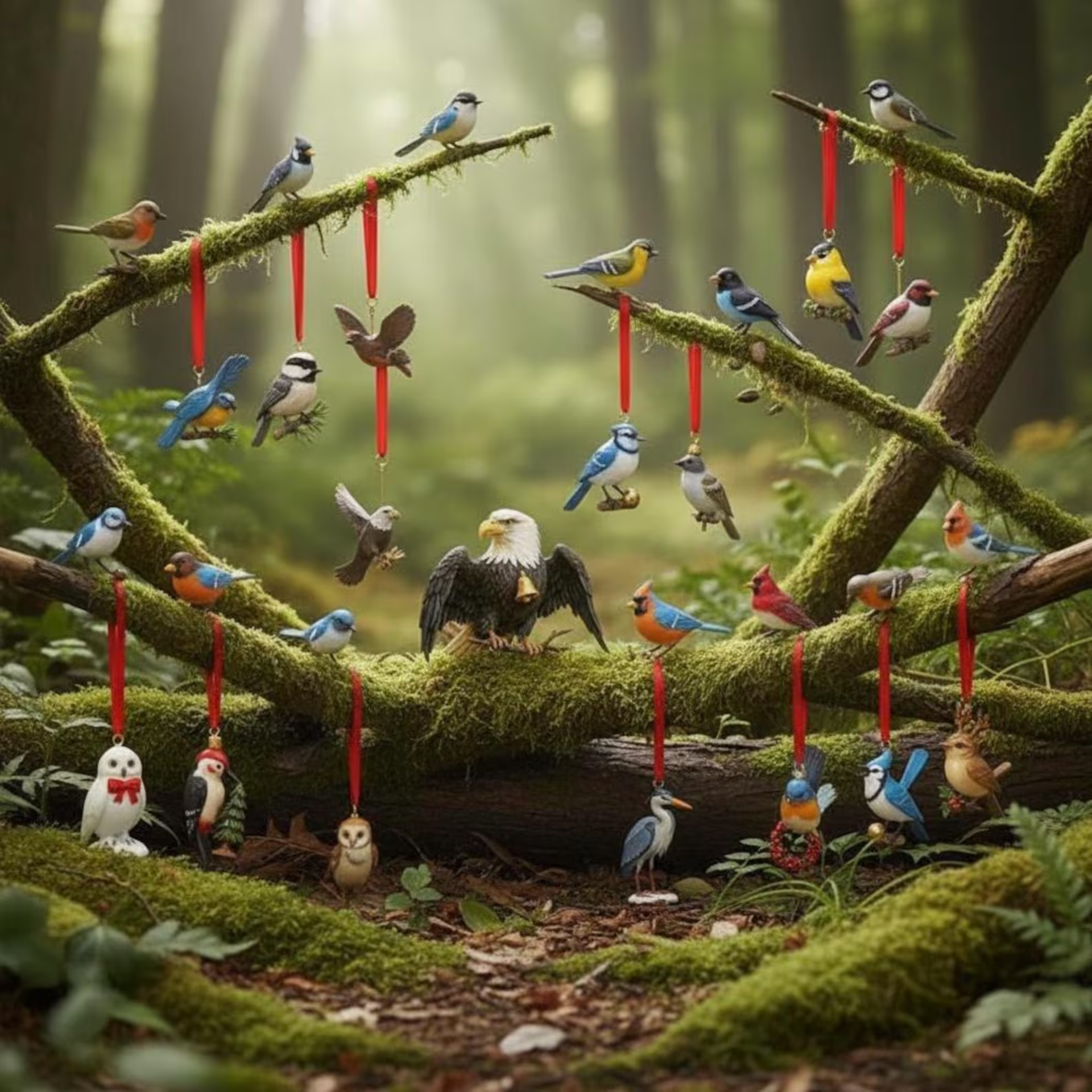 Bird Advent Calendar: 24 Christmas Figurines, Cute Bird keychain