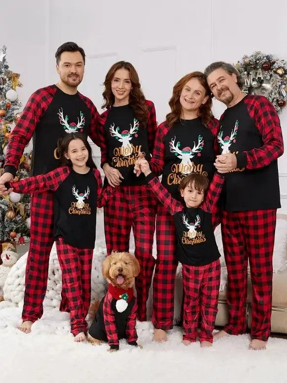 Family Christmas Pajamas set – Reindeer and Red Plaid Daily Delight