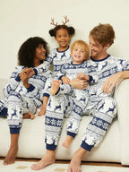 Family Christmas Pajamas set – Blue and White Reindeer Daily Delight