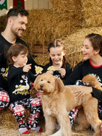 Family Christmas Pajamas set – Black and Red with Reindeer Pattern Daily Delight