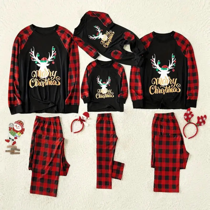 Family Christmas Pajamas set – Reindeer and Red Plaid Daily Delight