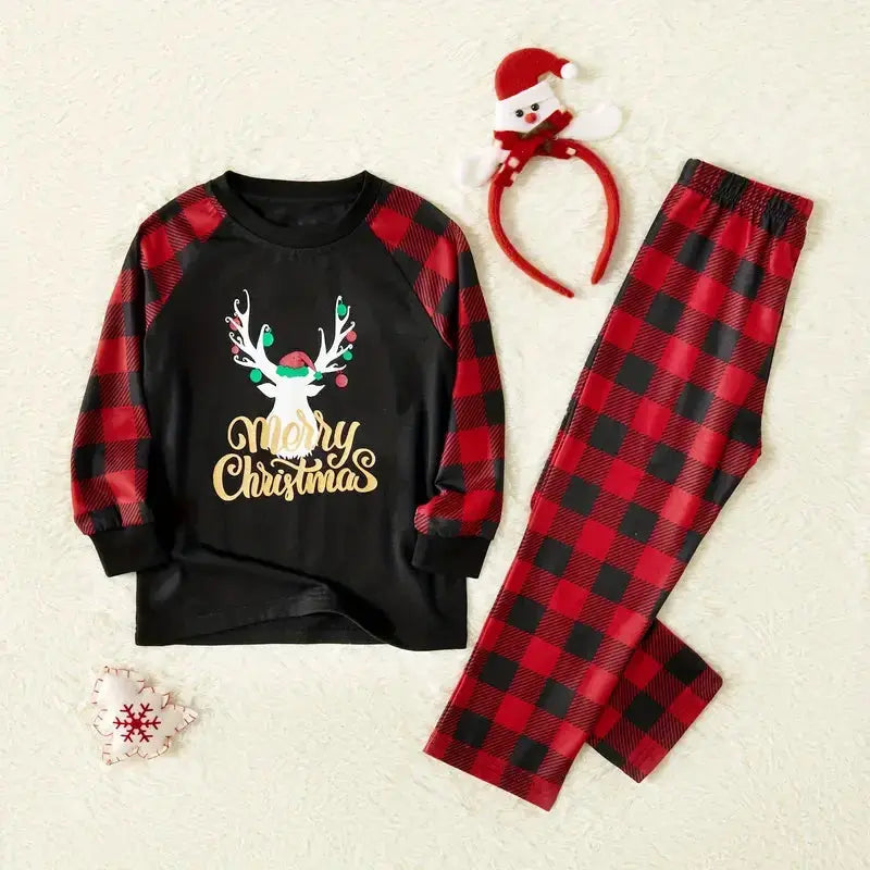 Family Christmas Pajamas set – Reindeer and Red Plaid Daily Delight